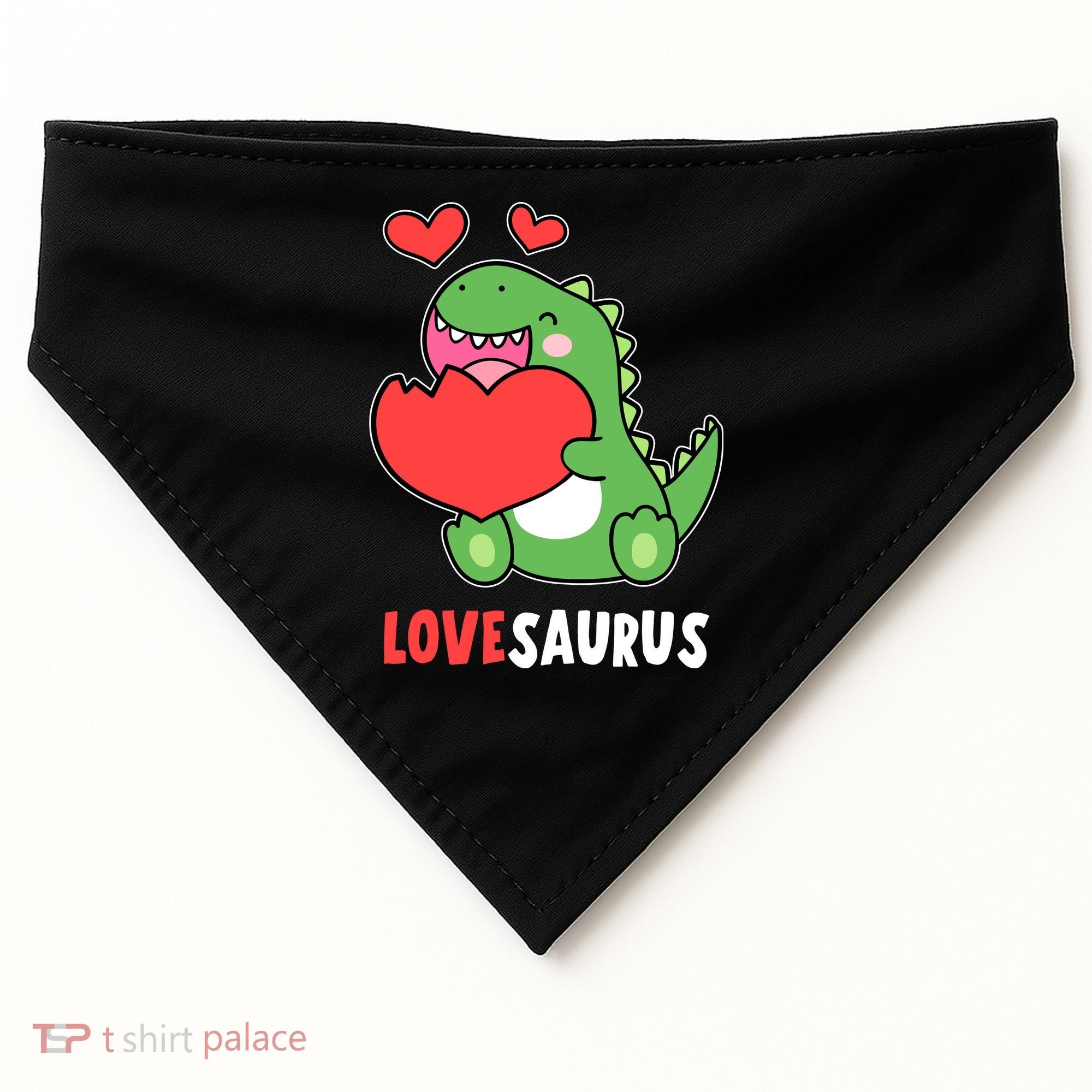 Dinosaur Cute LoveSaurus Valentines Day Heart USA-Made Doggie Bandana