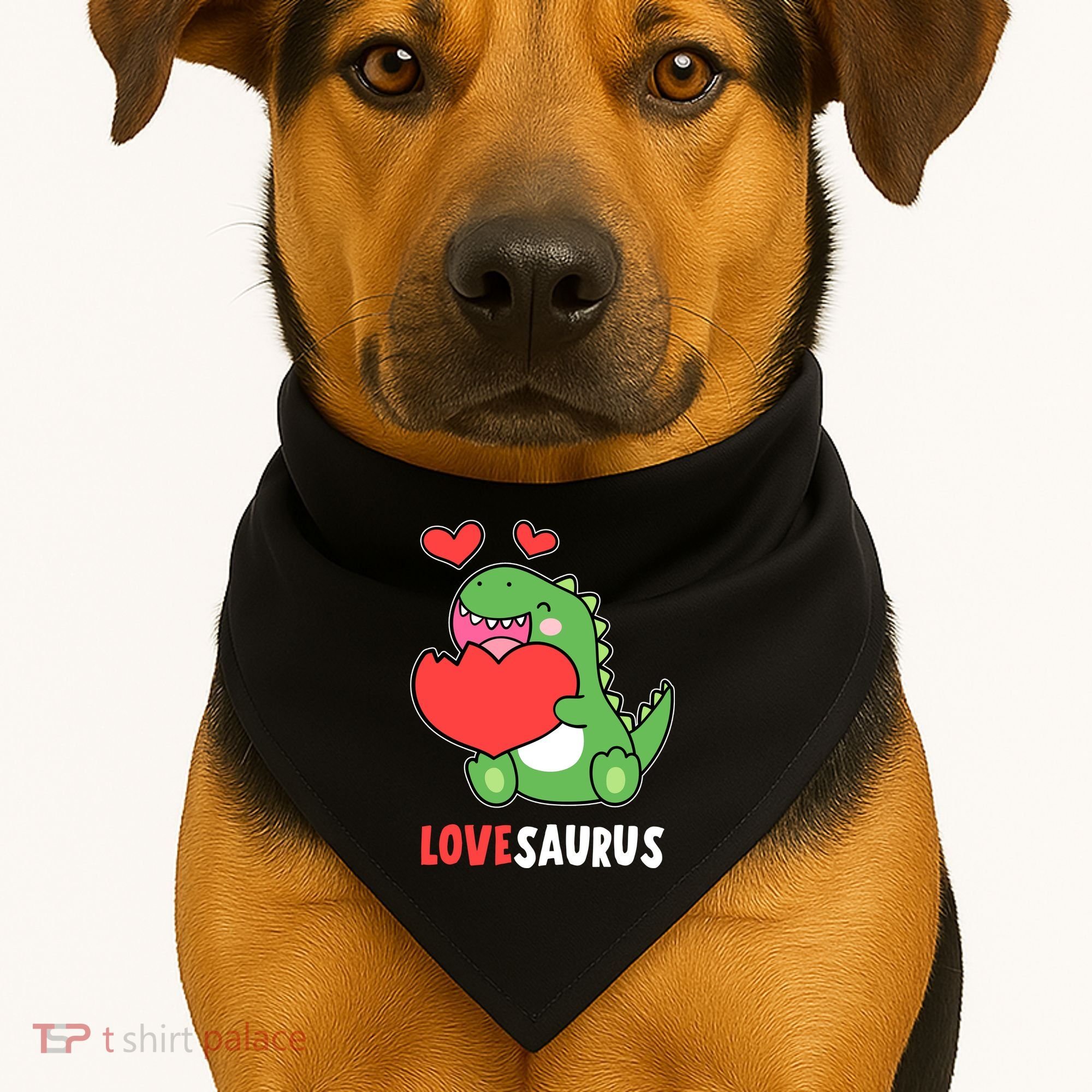 Dinosaur Cute LoveSaurus Valentines Day Heart USA-Made Doggie Bandana