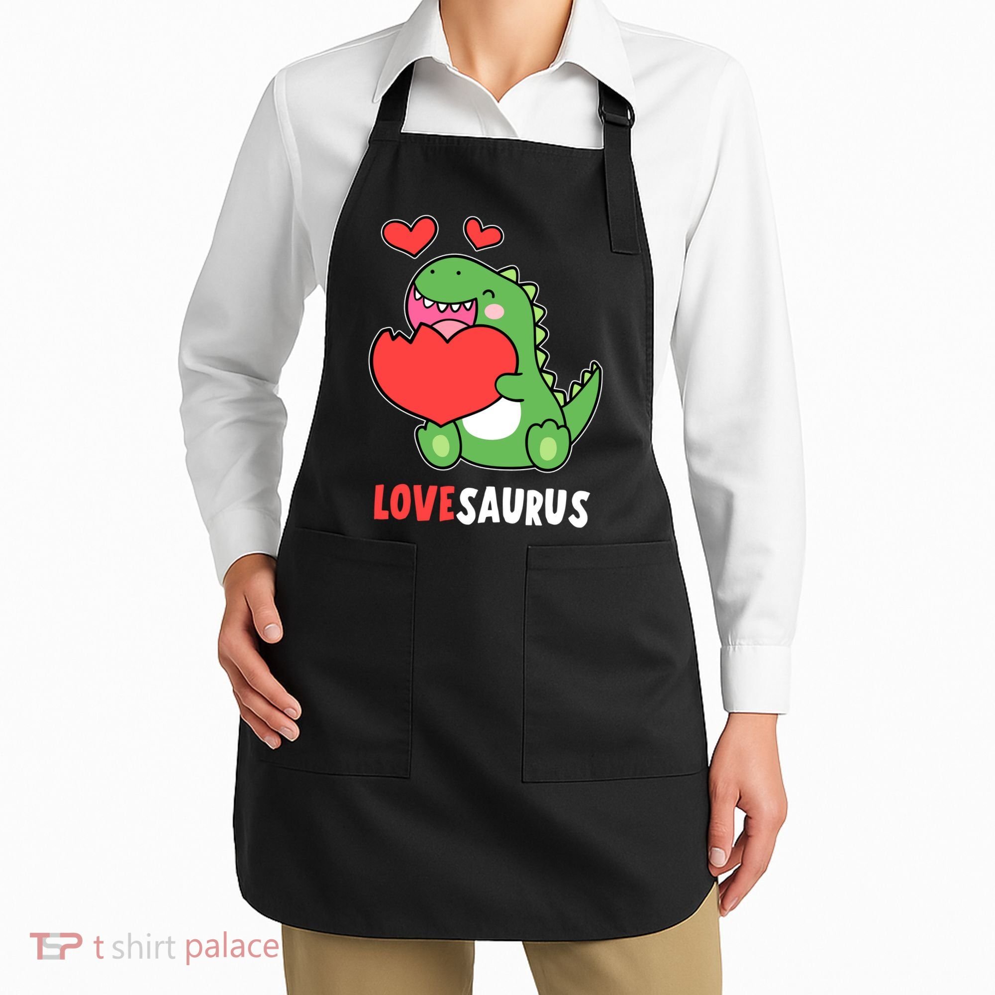 Dinosaur Cute LoveSaurus Valentines Day Heart Apron