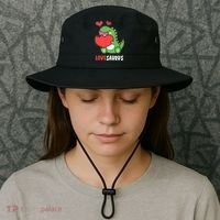Dinosaur Cute LoveSaurus Valentines Day Heart Bucket Hat thumb 3