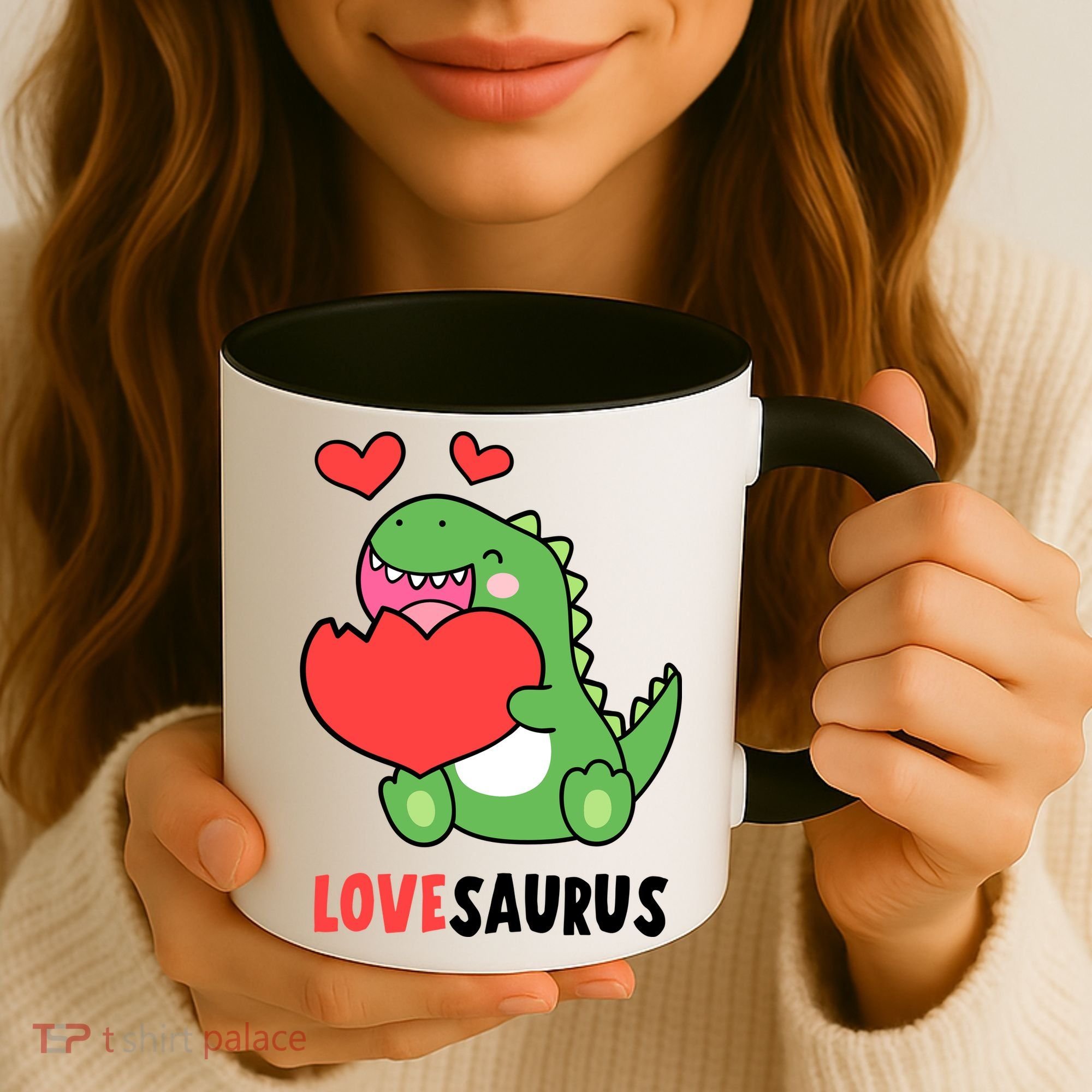 Dinosaur Cute LoveSaurus Valentines Day Heart Coffee Mug
