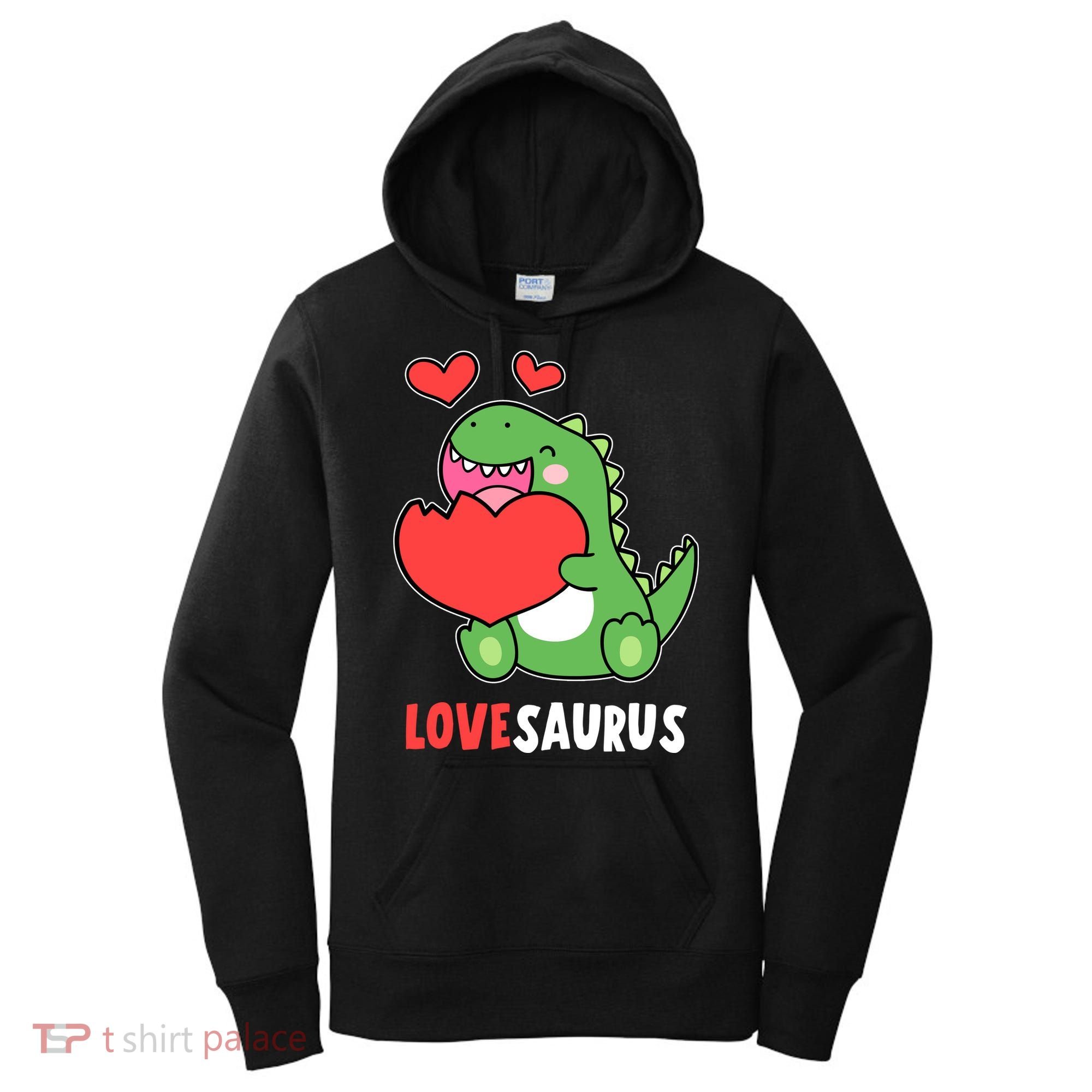 Dinosaur Cute LoveSaurus Valentines Day Heart Women's Hoodie