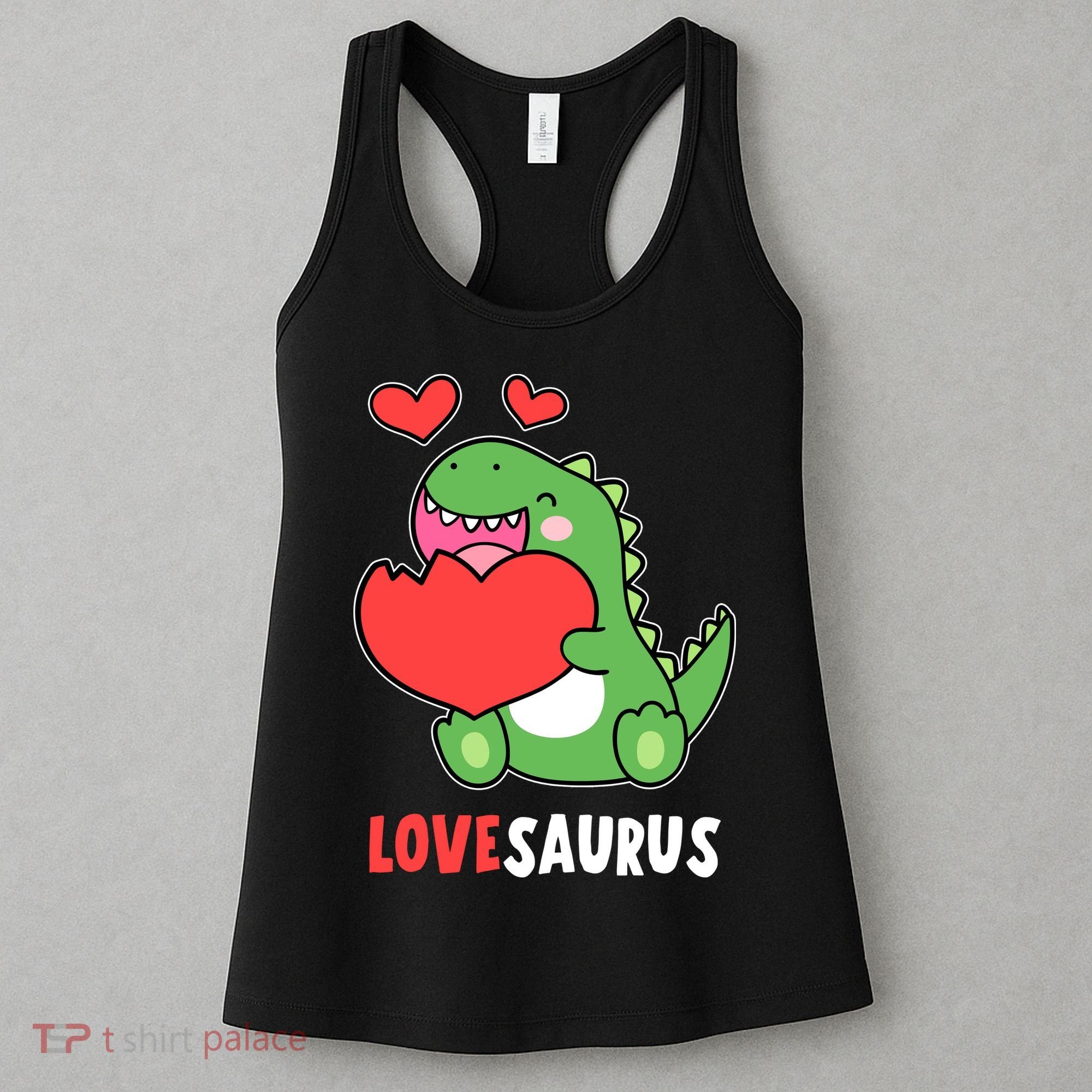 Dinosaur Cute LoveSaurus Valentines Day Heart Women's Tank Top