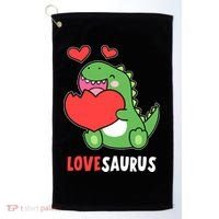 Dinosaur Cute LoveSaurus Valentines Day Heart Golf Towel thumb 0