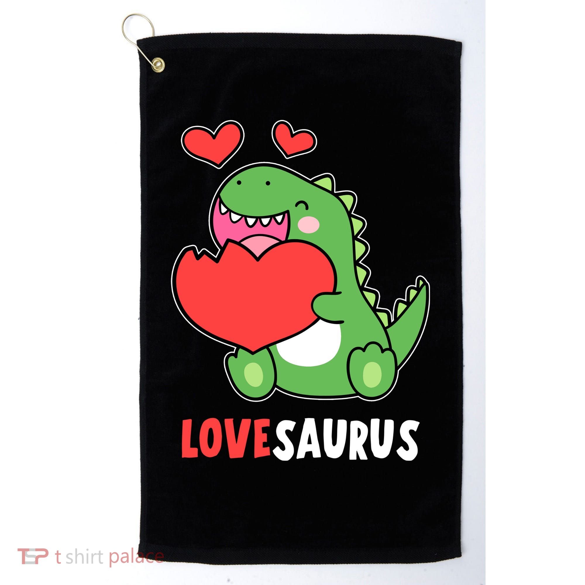 Dinosaur Cute LoveSaurus Valentines Day Heart Golf Towel