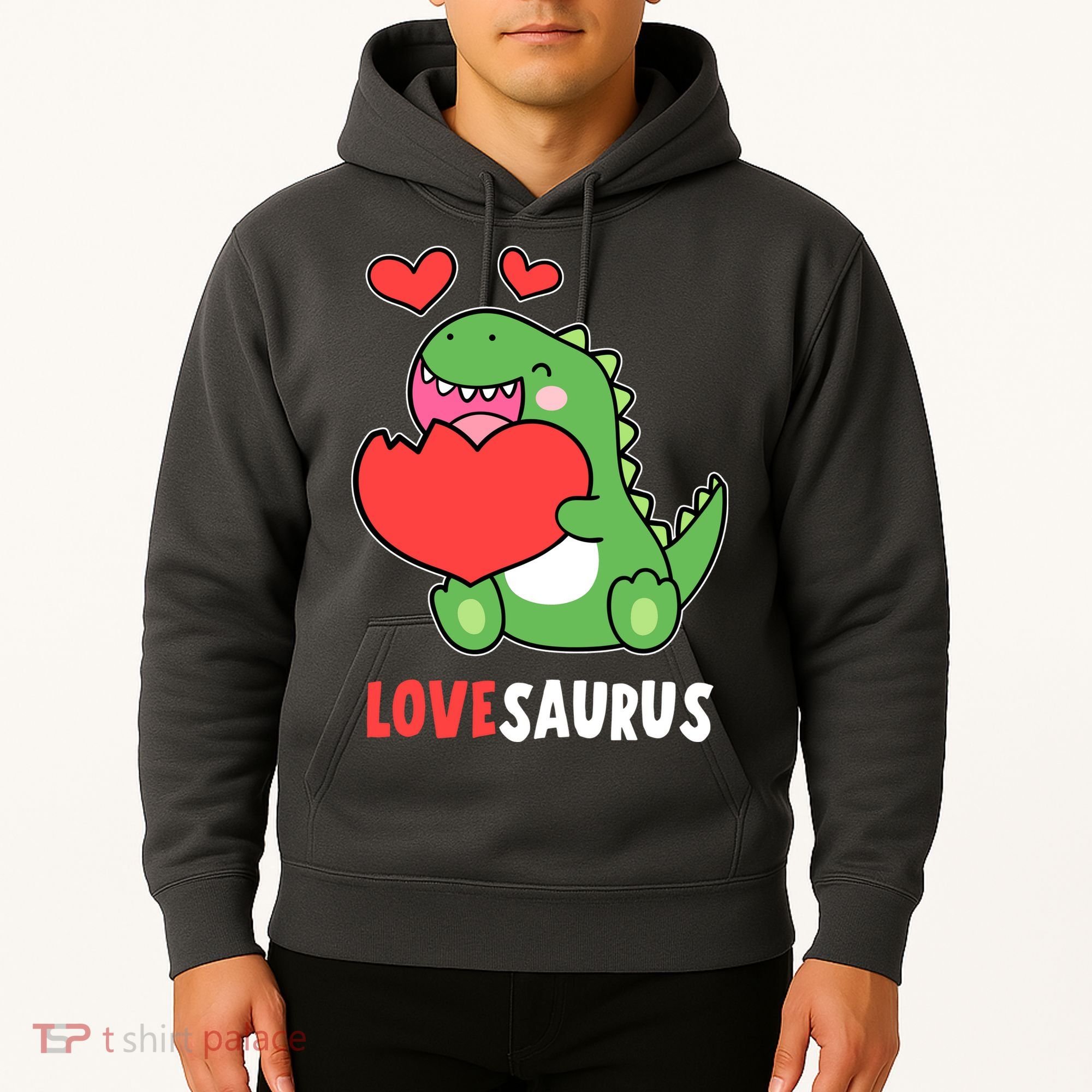 Dinosaur Cute LoveSaurus Valentines Day Heart Hoodie