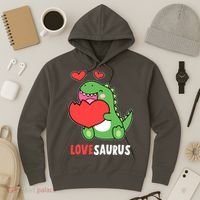 Dinosaur Cute LoveSaurus Valentines Day Heart Hoodie thumb 3