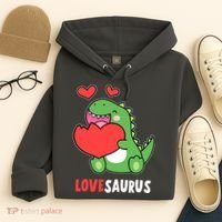 Dinosaur Cute LoveSaurus Valentines Day Heart Hoodie thumb 4