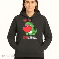 Dinosaur Cute LoveSaurus Valentines Day Heart Hoodie thumb 5