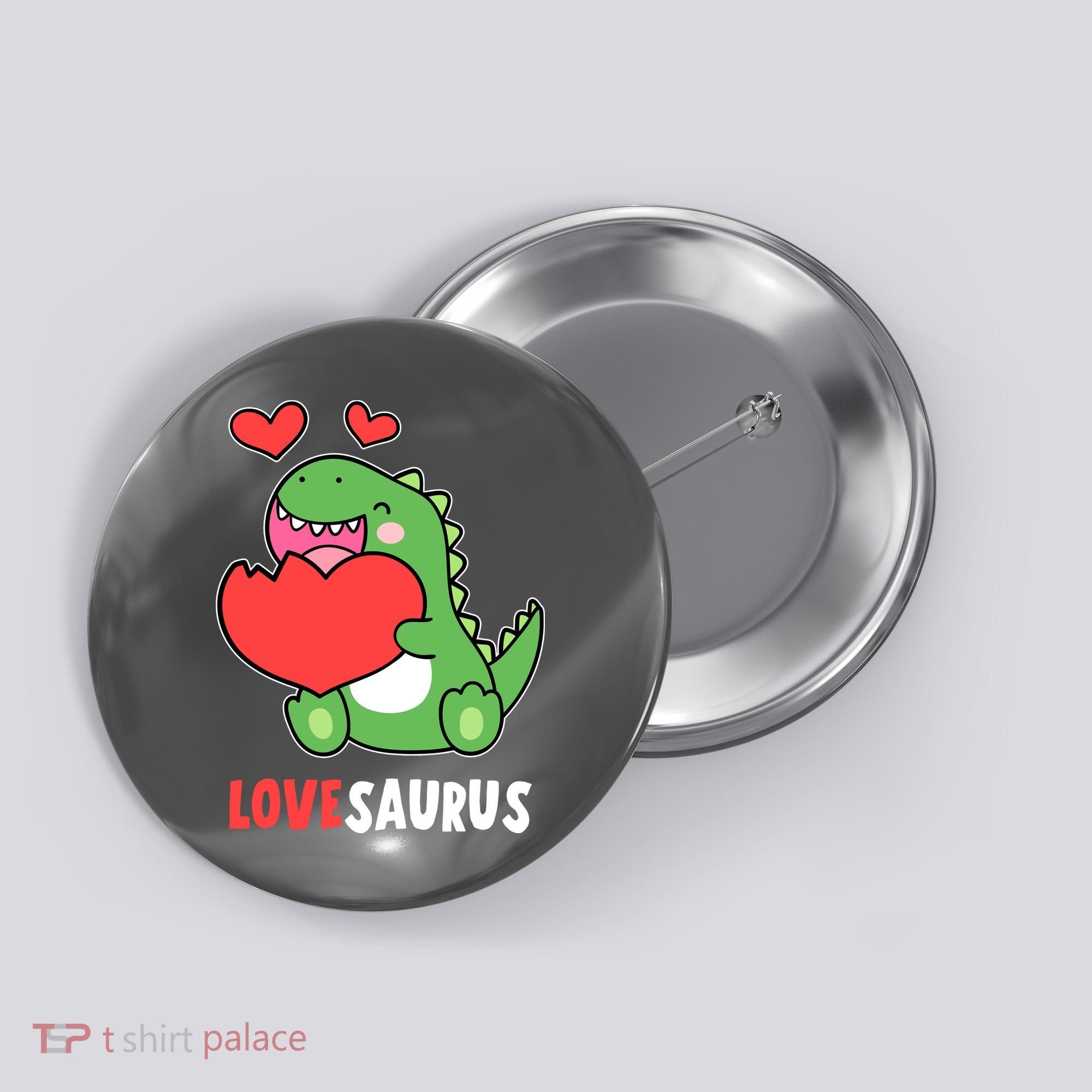 Dinosaur Cute LoveSaurus Valentines Day Heart Button