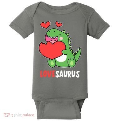 Dinosaur Cute LoveSaurus Valentines Day Heart Baby Bodysuit