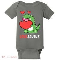 Dinosaur Cute LoveSaurus Valentines Day Heart Baby Bodysuit thumb 0