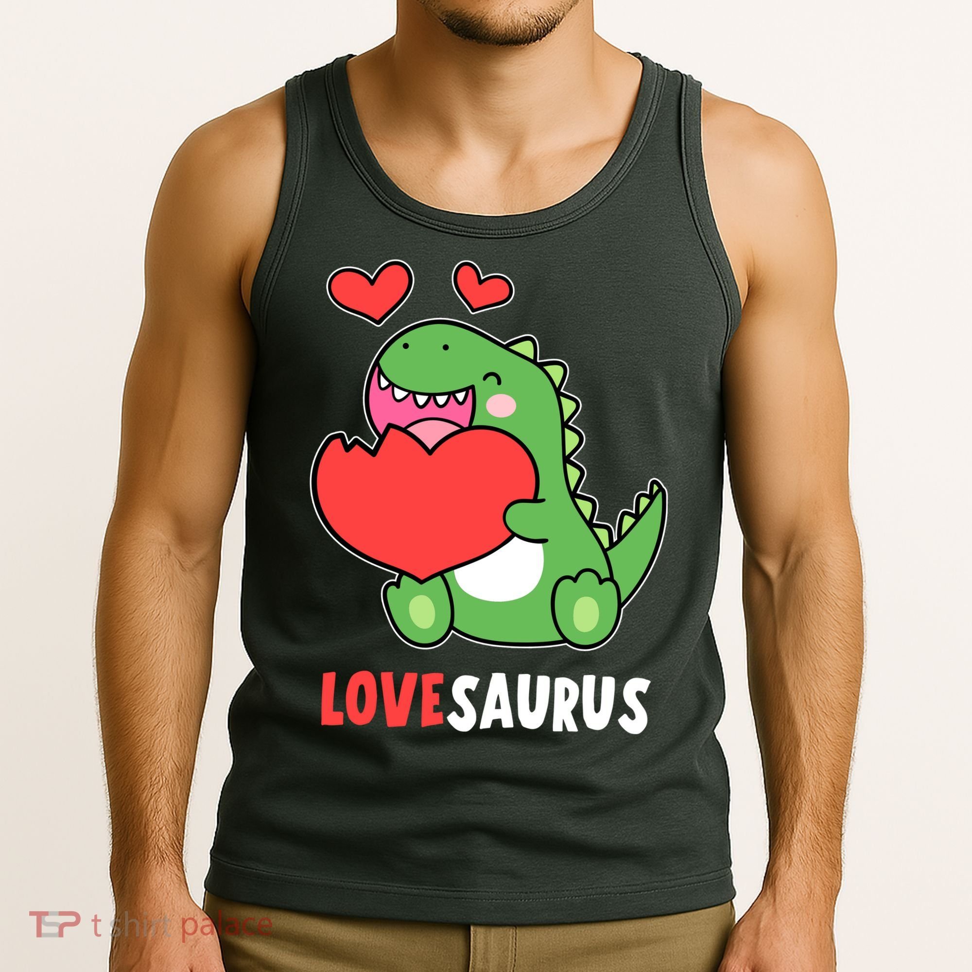 Dinosaur Cute LoveSaurus Valentines Day Heart Tank Top