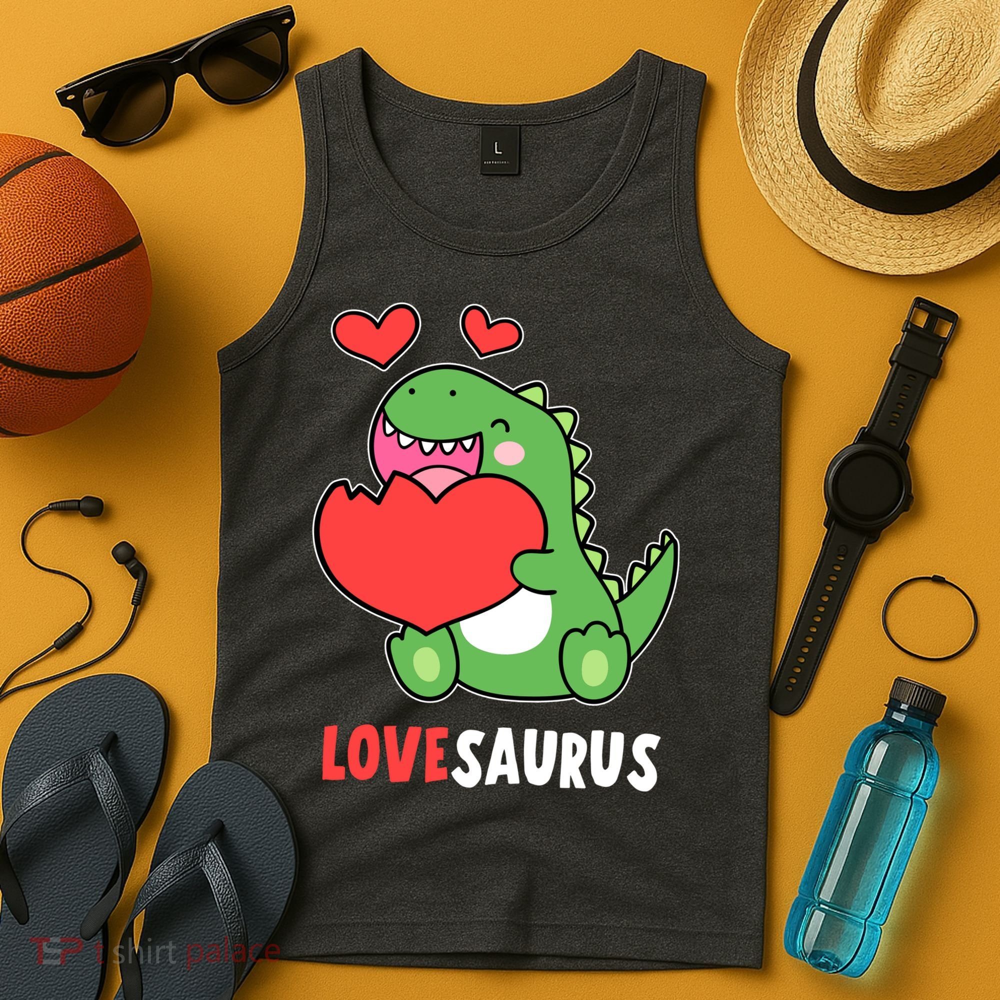 Dinosaur Cute LoveSaurus Valentines Day Heart Tank Top