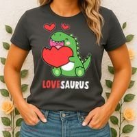 Dinosaur Cute LoveSaurus Valentines Day Heart Women's T-Shirt thumb 2
