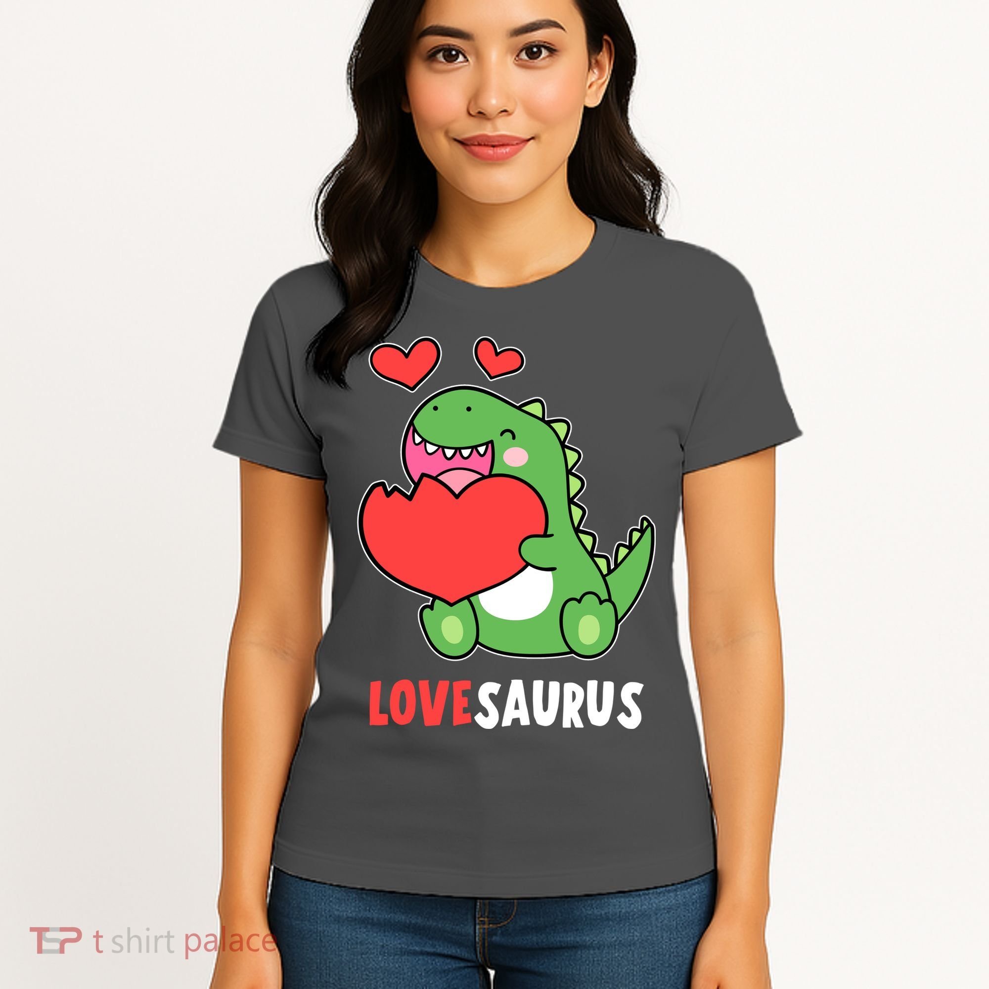 Dinosaur Cute LoveSaurus Valentines Day Heart Women's T-Shirt