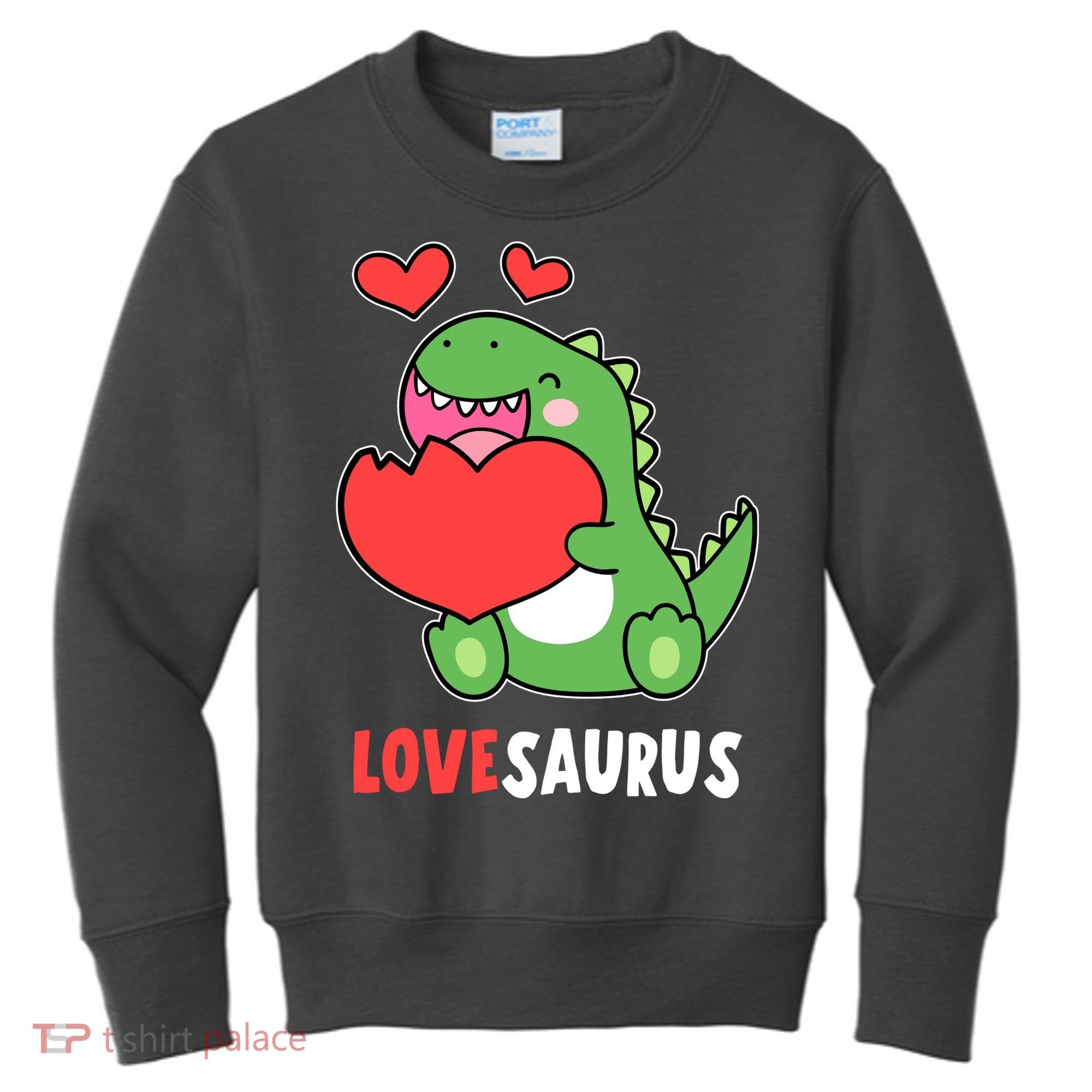 Dinosaur Cute LoveSaurus Valentines Day Heart Kids Sweatshirt
