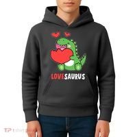 Dinosaur Cute LoveSaurus Valentines Day Heart Kids Hoodie thumb 4