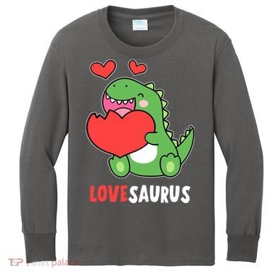Dinosaur Cute LoveSaurus Valentines Day Heart Kids Long Sleeve Shirt