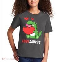 Dinosaur Cute LoveSaurus Valentines Day Heart Kids T-Shirt thumb 2