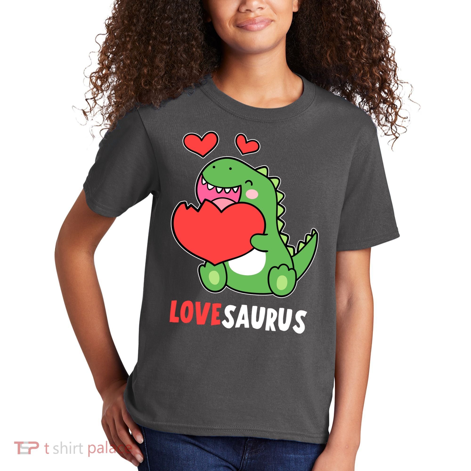 Dinosaur Cute LoveSaurus Valentines Day Heart Kids T-Shirt