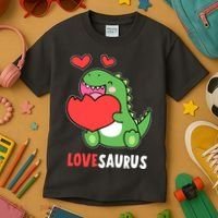 Dinosaur Cute LoveSaurus Valentines Day Heart Kids T-Shirt thumb 3