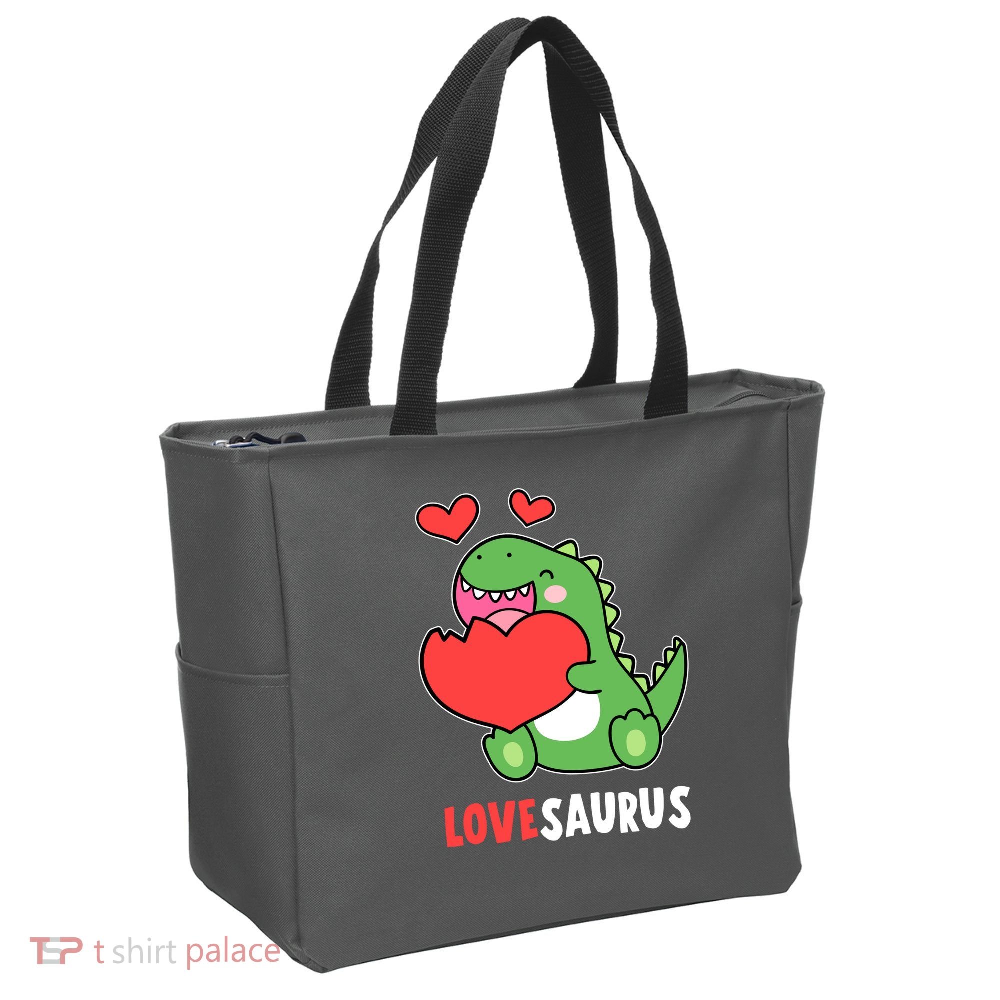Dinosaur Cute LoveSaurus Valentines Day Heart Tote Bag