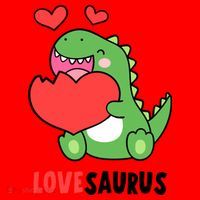 Dinosaur Cute LoveSaurus Valentines Day Heart Santa Hat thumb 1