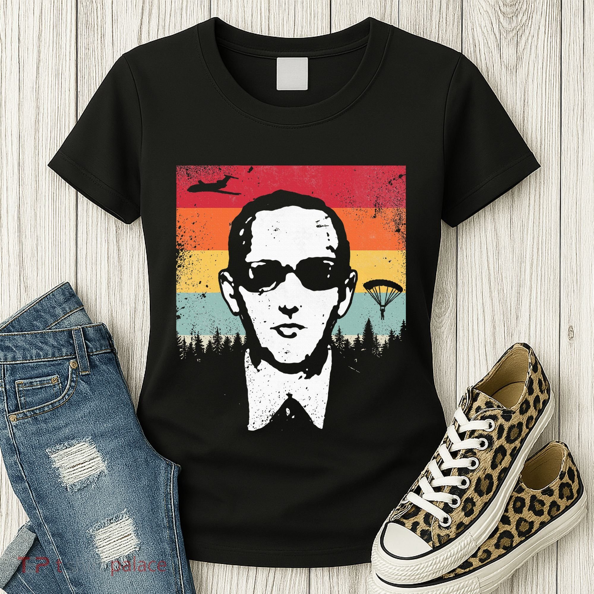 Db Cooper Lives Sketch Unsolved Mystery Urban Legend Rainbow Women's T-Shirt