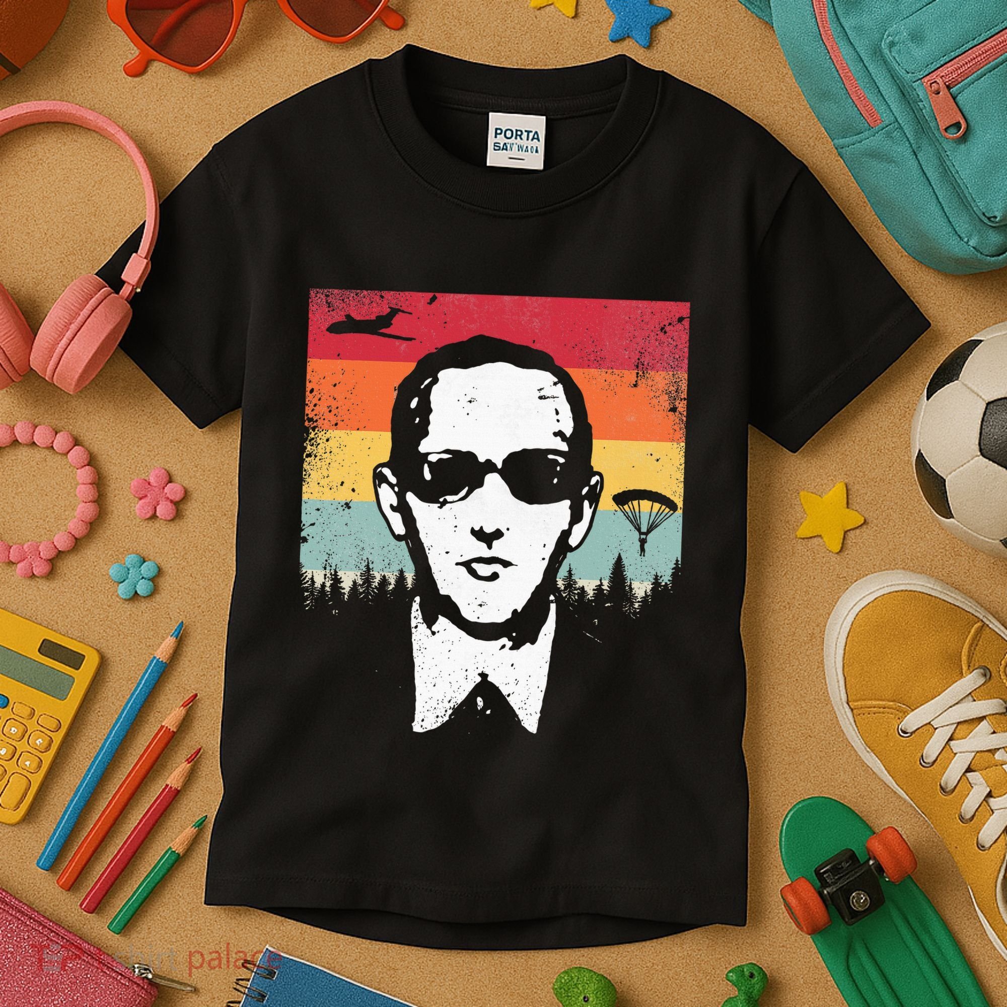 Db Cooper Lives Sketch Unsolved Mystery Urban Legend Rainbow Kids T-Shirt