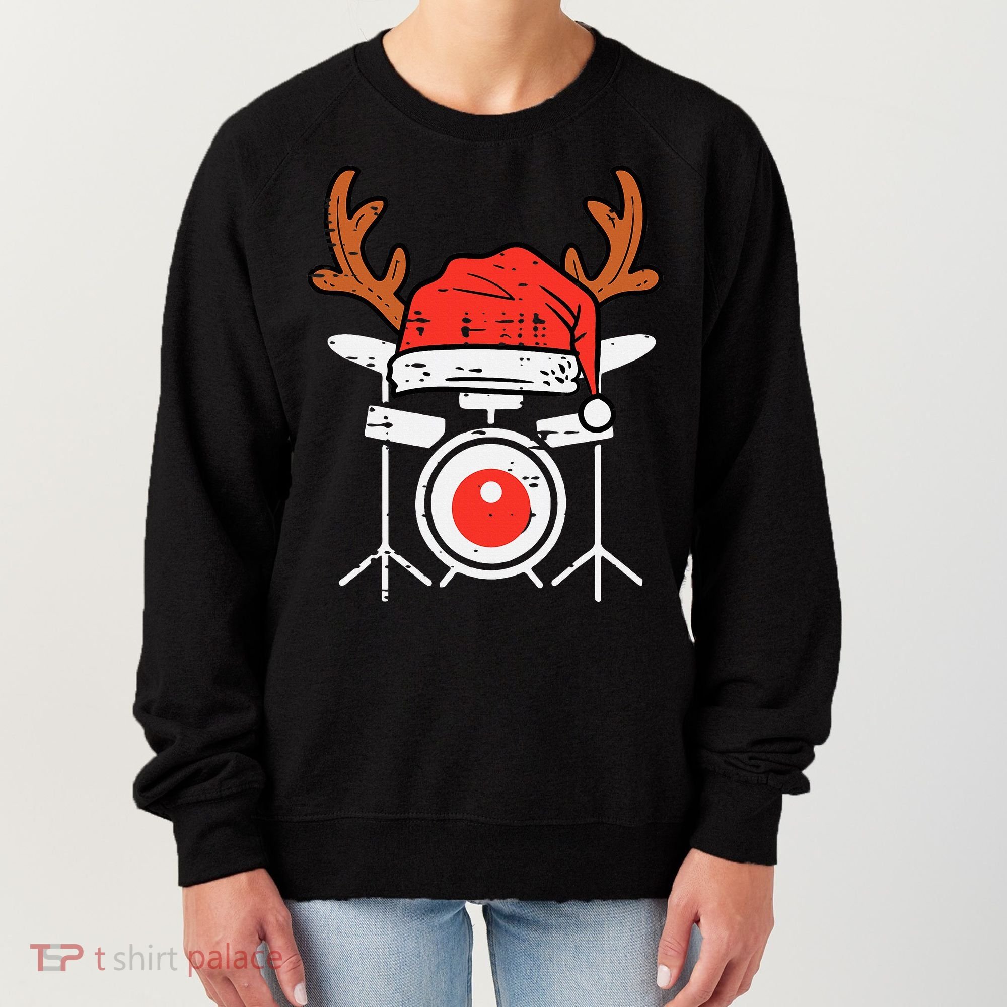 Drums Christmas Music Instrument Band Drummer Rock Xmas Women's Sweatshirt