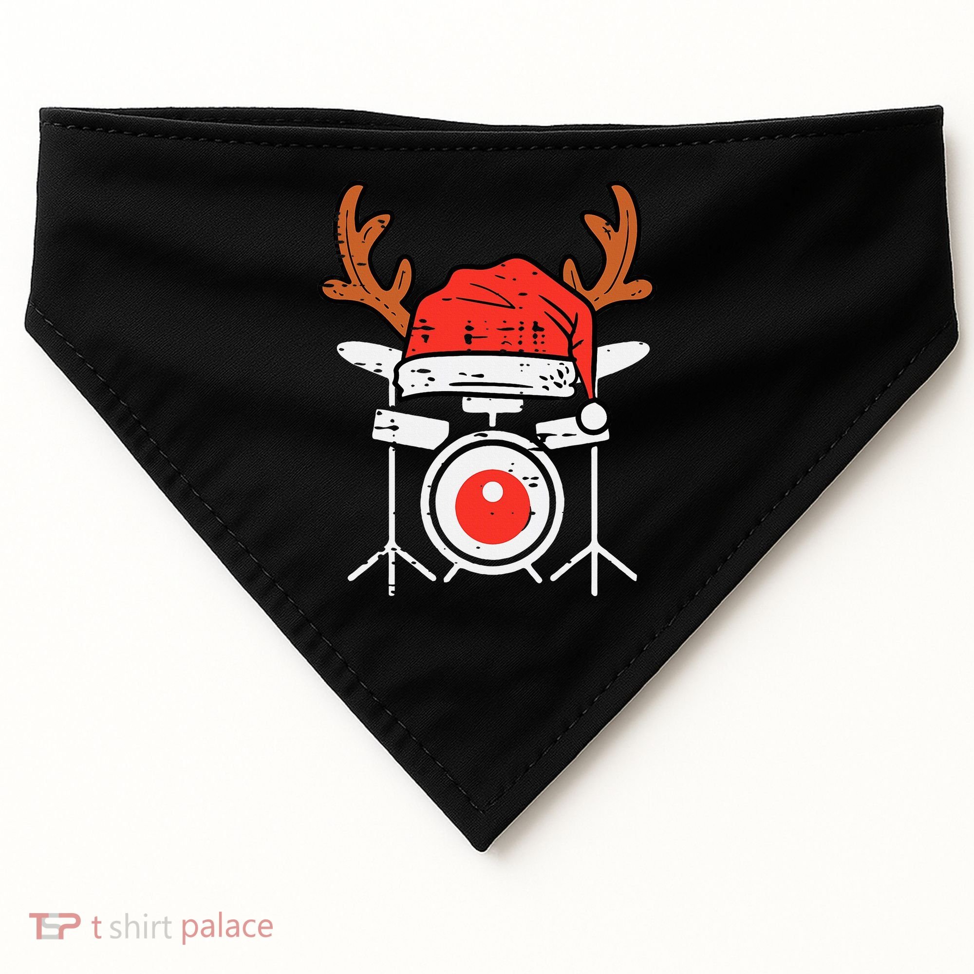 Drums Christmas Music Instrument Band Drummer Rock Xmas USA-Made Doggie Bandana