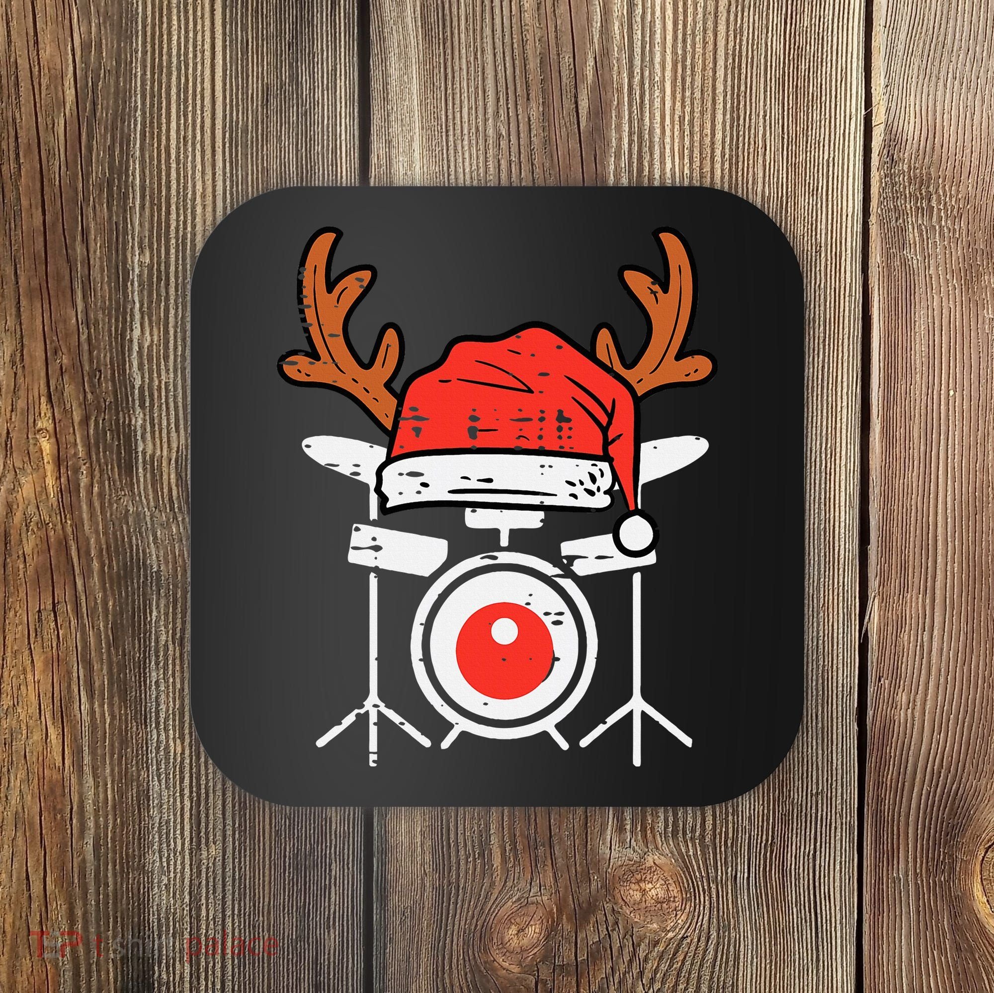 Drums Christmas Music Instrument Band Drummer Rock Xmas Coaster