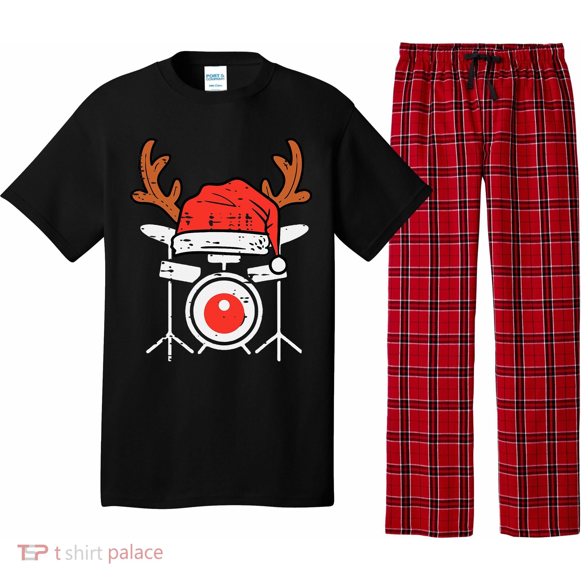 Drums Christmas Music Instrument Band Drummer Rock Xmas Pajama Set
