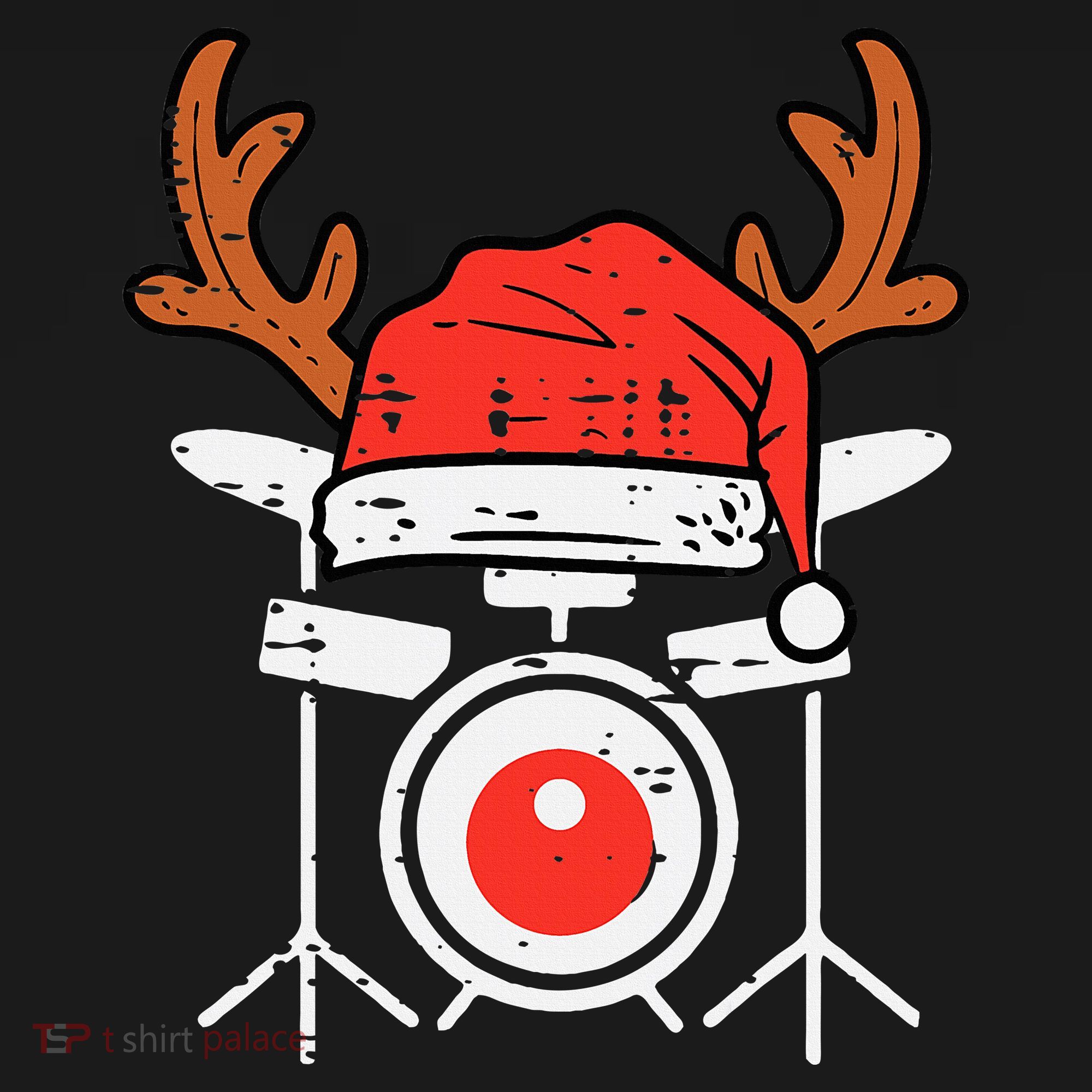 Drums Christmas Music Instrument Band Drummer Rock Xmas Women's Hoodie