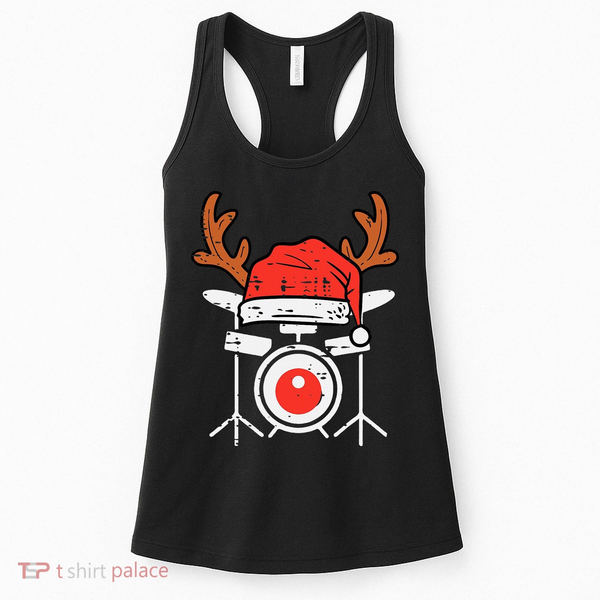 Drums Christmas Music Instrument Band Drummer Rock Xmas Women's Tank Top