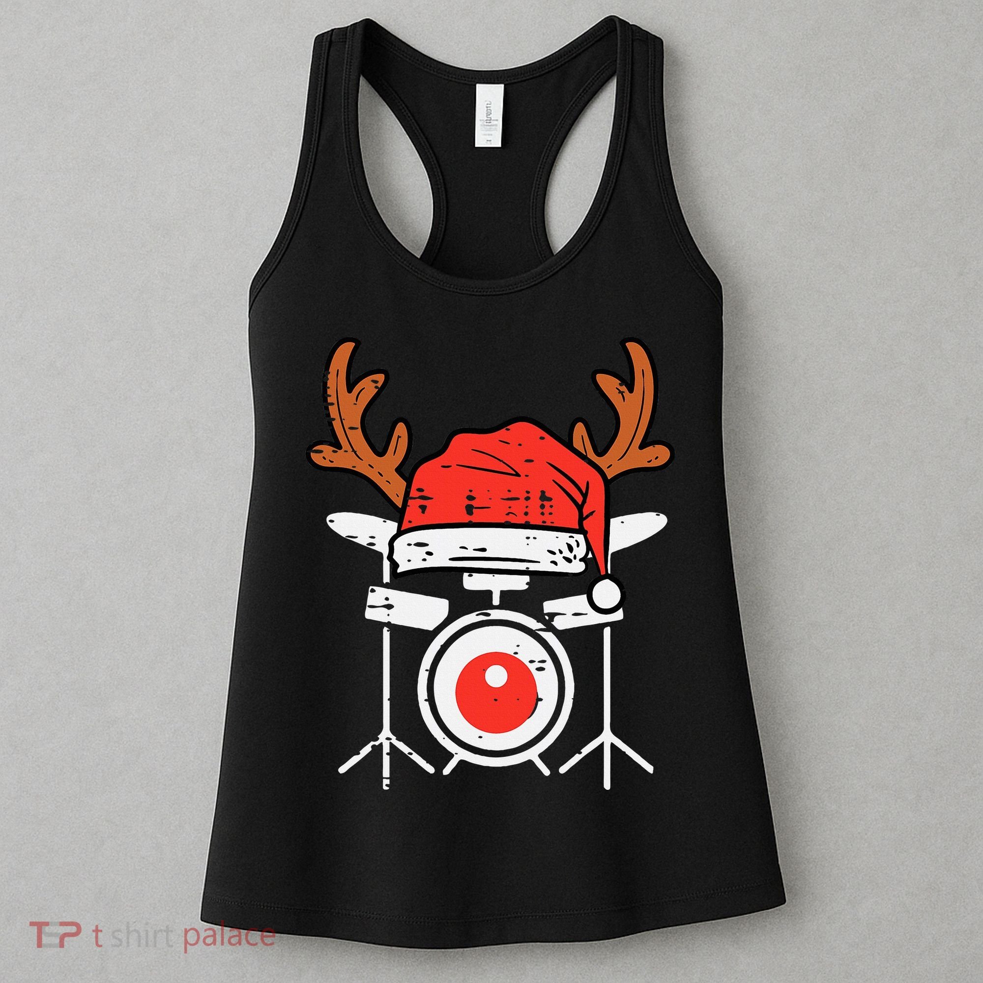 Drums Christmas Music Instrument Band Drummer Rock Xmas Women's Tank Top