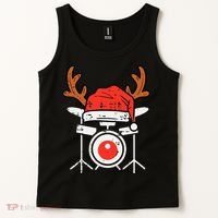 Drums Christmas Music Instrument Band Drummer Rock Xmas Tank Top thumb 2