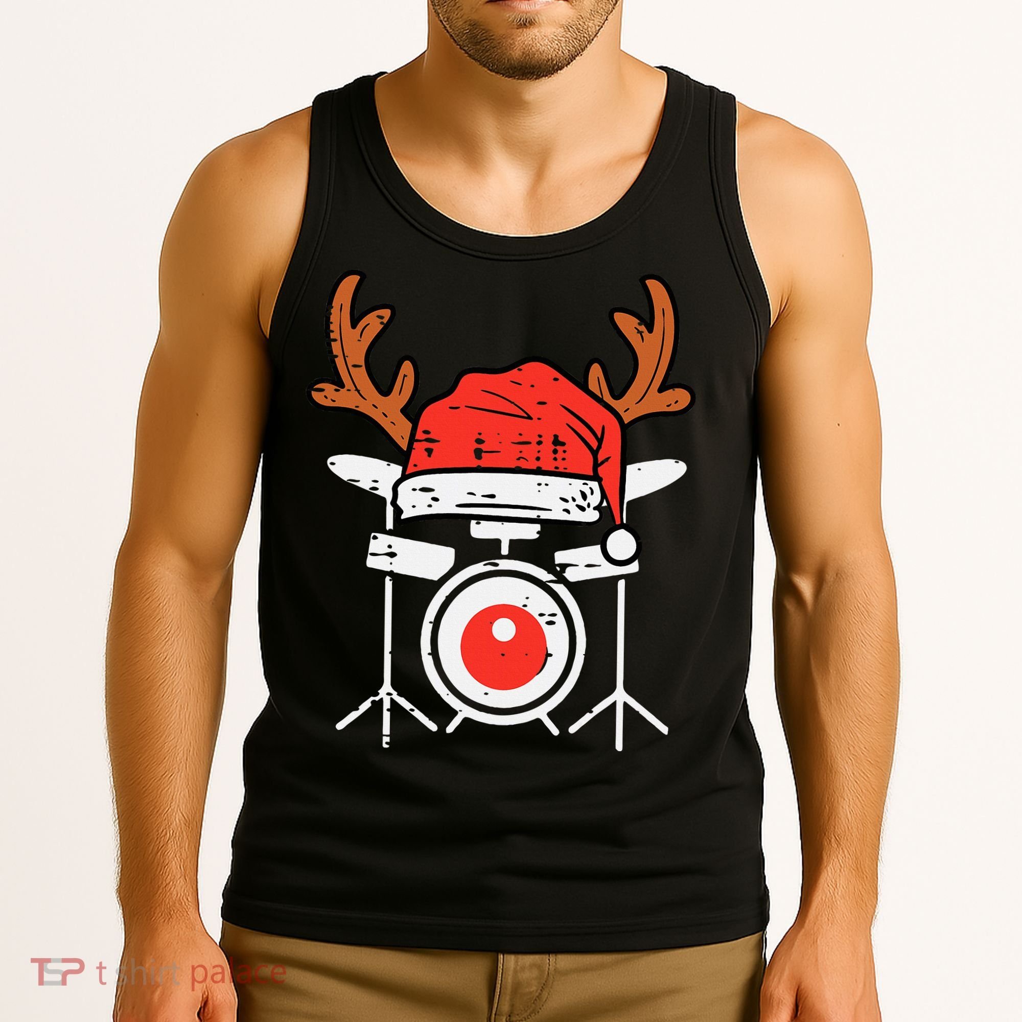 Drums Christmas Music Instrument Band Drummer Rock Xmas Tank Top
