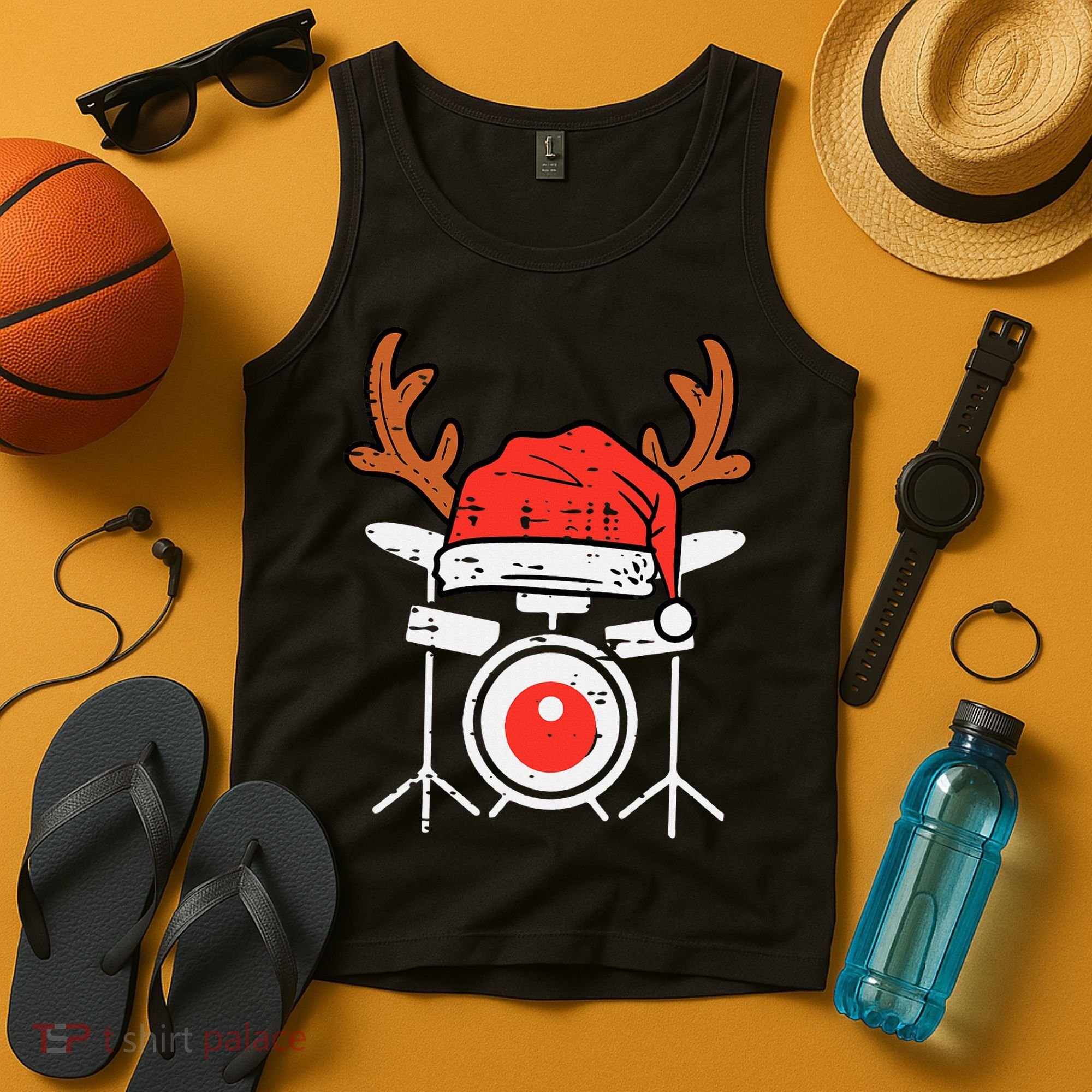 Drums Christmas Music Instrument Band Drummer Rock Xmas Tank Top