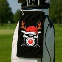 Drums Christmas Music Instrument Band Drummer Rock Xmas Golf Towel thumb 2