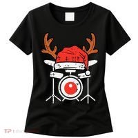 Drums Christmas Music Instrument Band Drummer Rock Xmas Women's T-Shirt thumb 0
