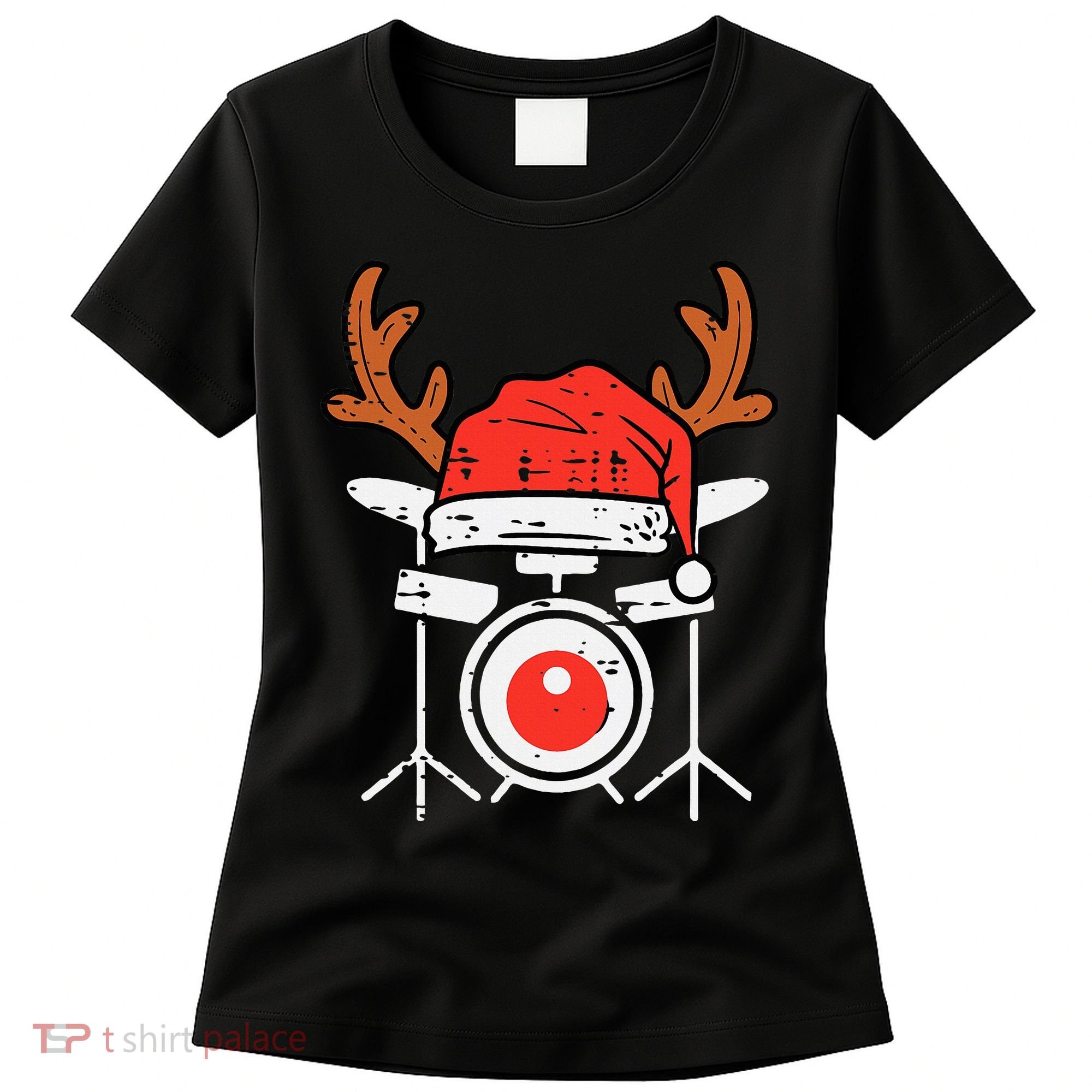 Drums Christmas Music Instrument Band Drummer Rock Xmas Women's T-Shirt