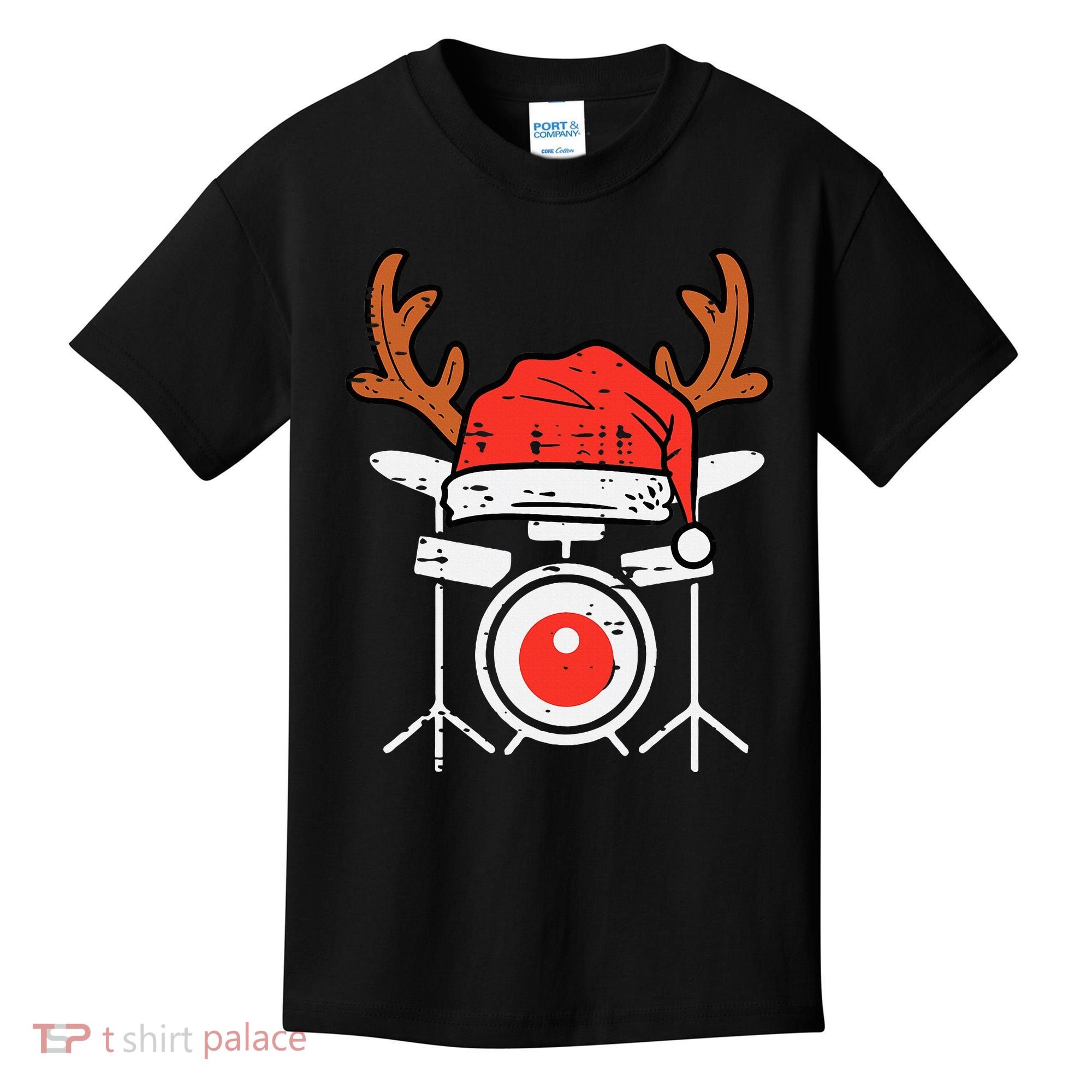 Drums Christmas Music Instrument Band Drummer Rock Xmas Kids T-Shirt