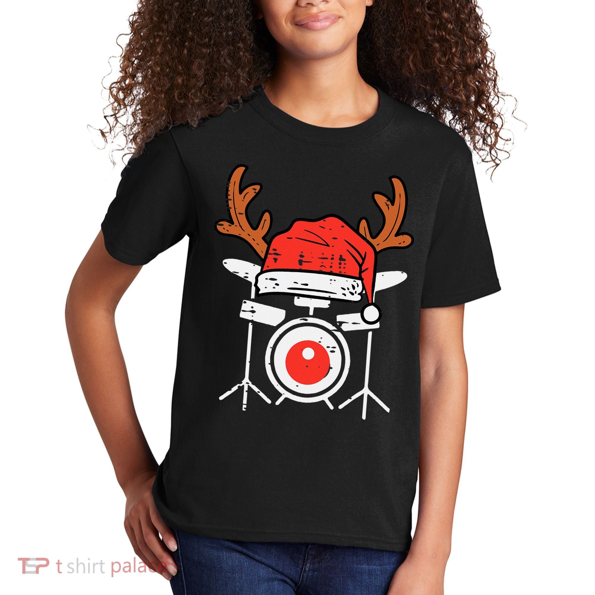 Drums Christmas Music Instrument Band Drummer Rock Xmas Kids T-Shirt