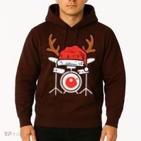 Drums Christmas Music Instrument Band Drummer Rock Xmas Hoodie thumb 2