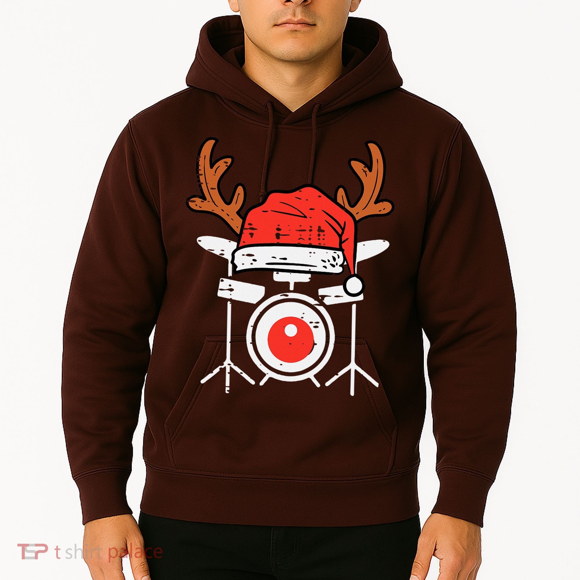 Drums Christmas Music Instrument Band Drummer Rock Xmas Hoodie