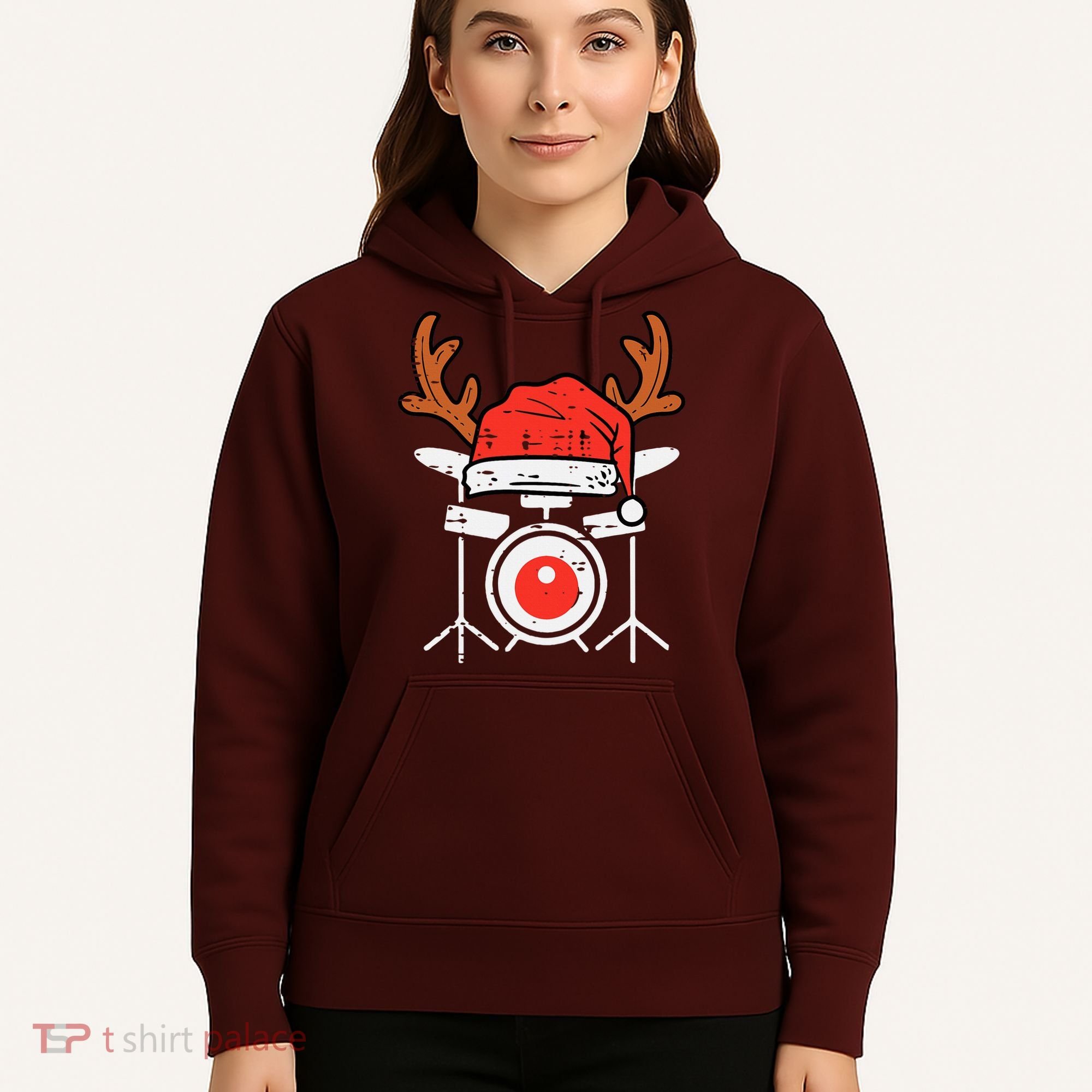 Drums Christmas Music Instrument Band Drummer Rock Xmas Hoodie