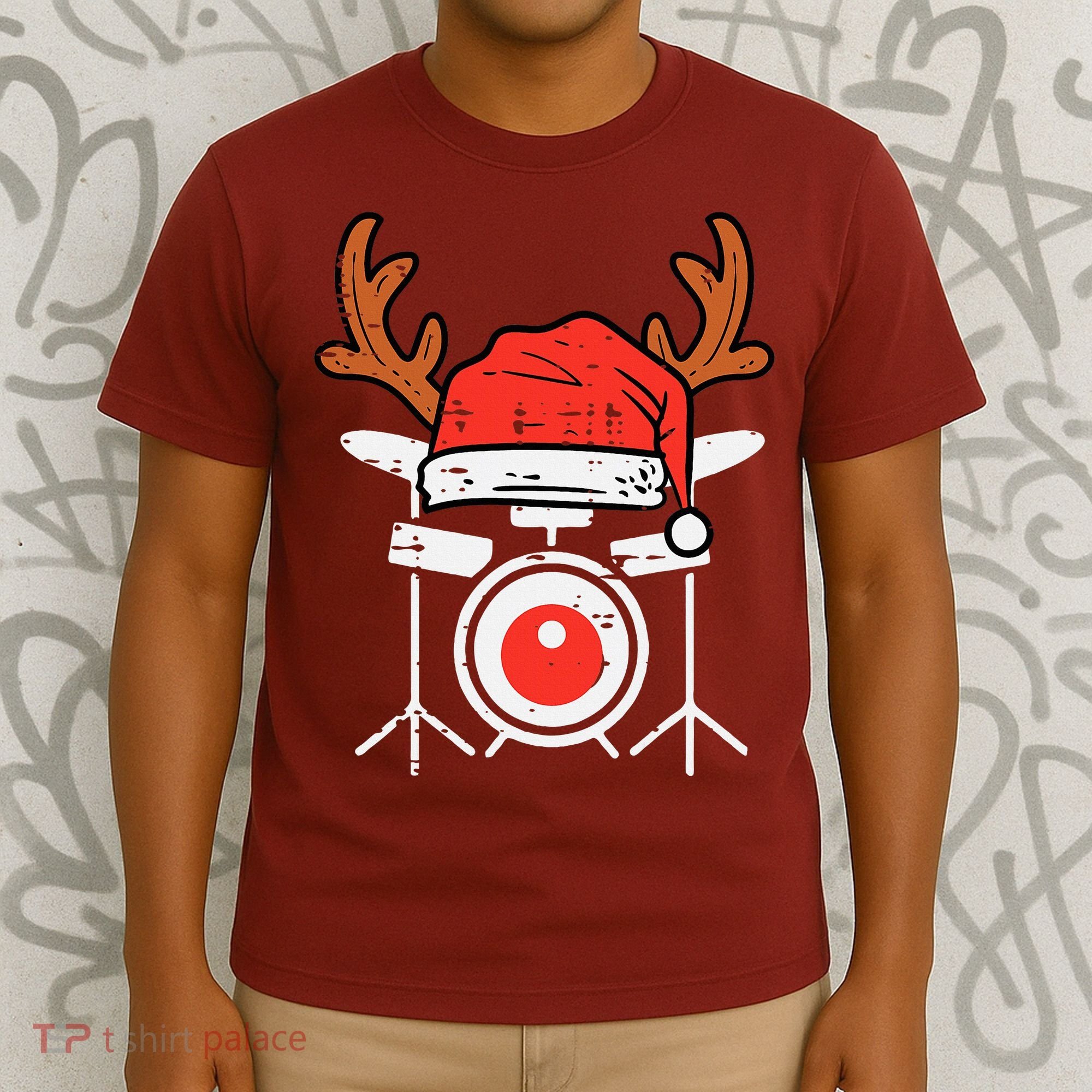 Drums Christmas Music Instrument Band Drummer Rock Xmas T-Shirt