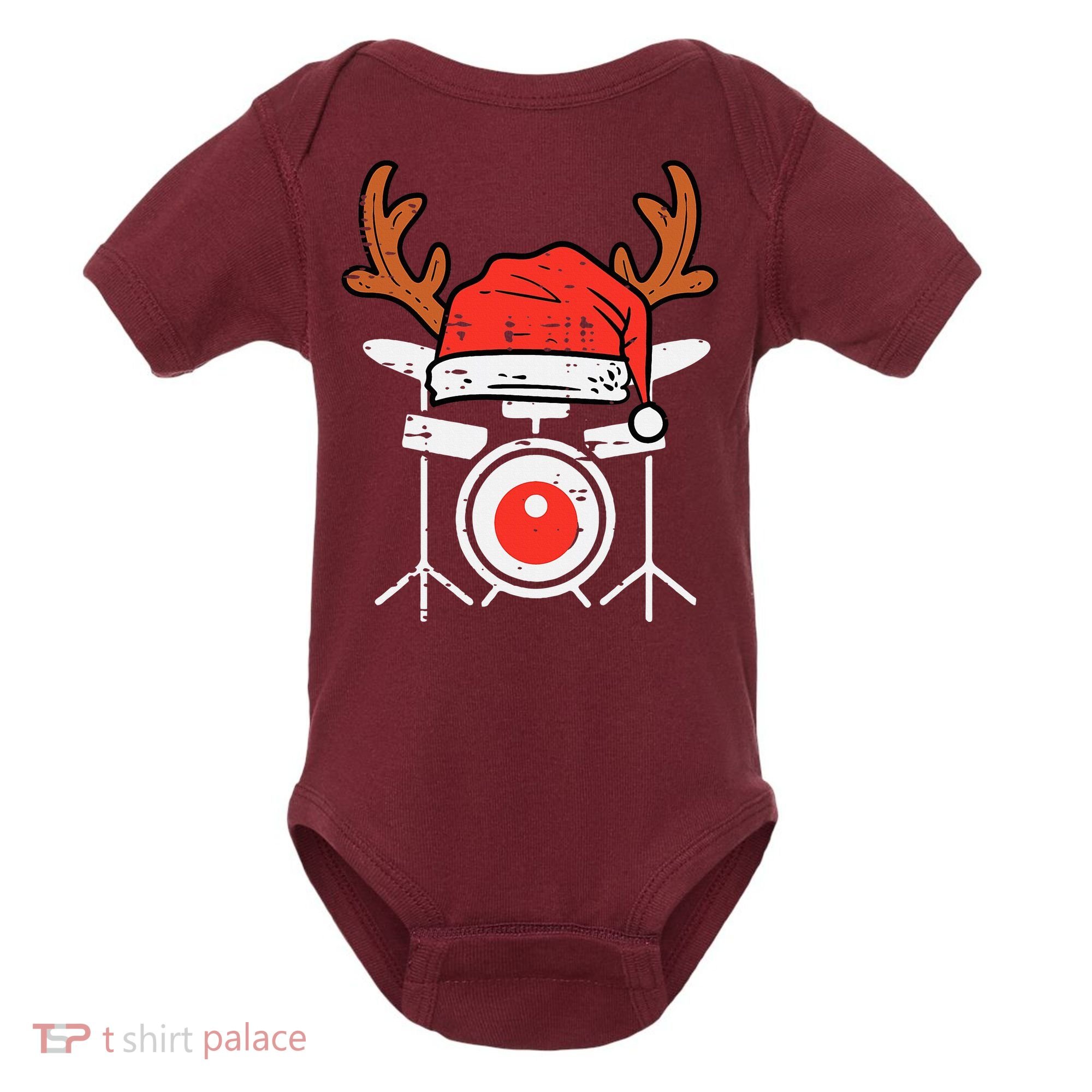 Drums Christmas Music Instrument Band Drummer Rock Xmas Baby Bodysuit
